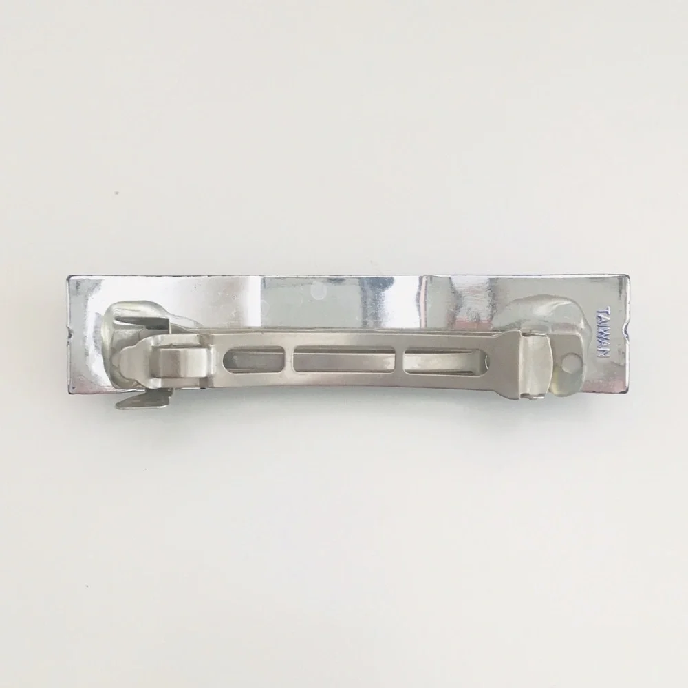 Vintage Women's Decorative Rectangular Blue Gem Barrette Latch Hair Clip